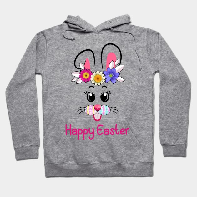 Funny Happy Easter Bunny Rabbit Face Easter Day Women Girls Hoodie by Jhon Towel